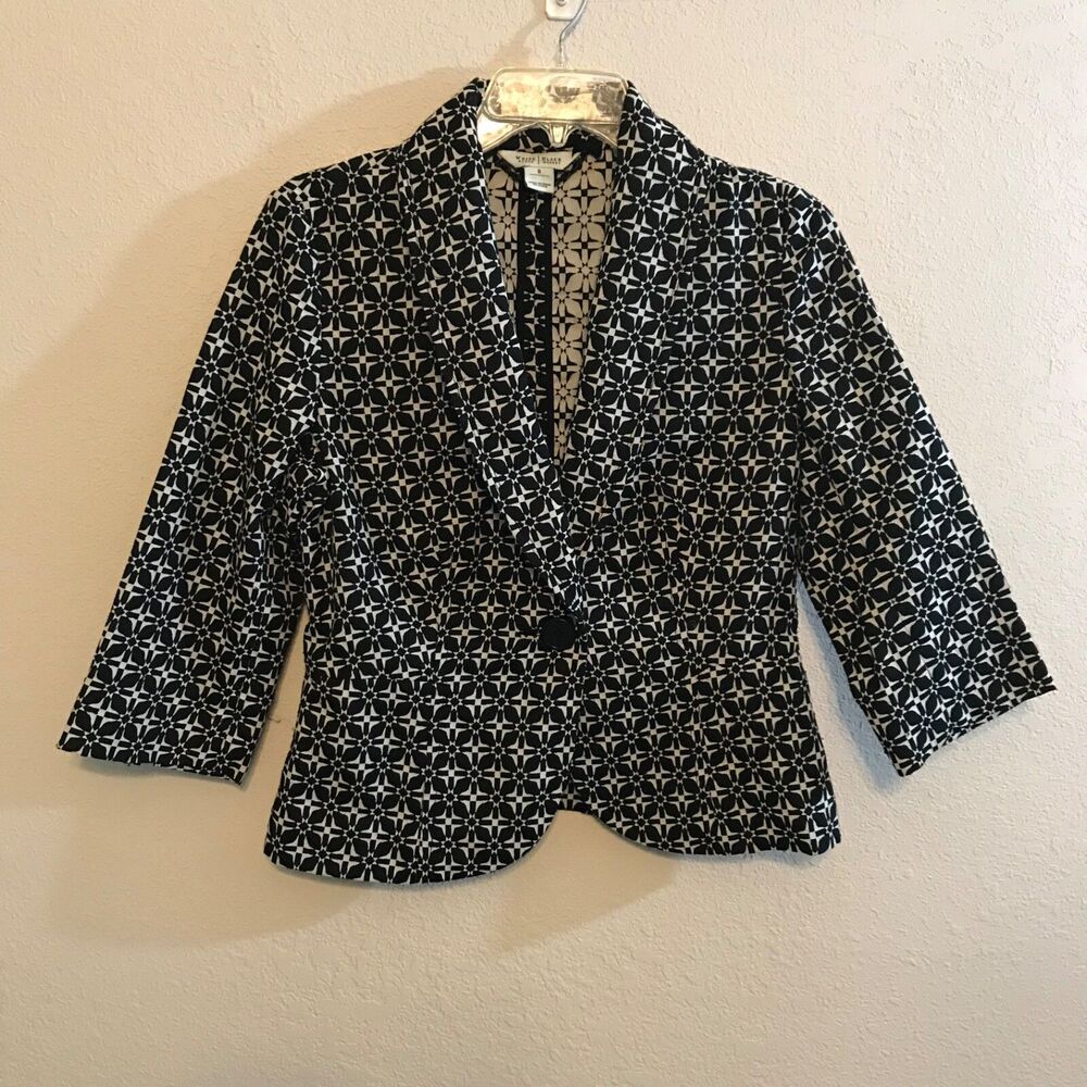 Patterned Black & White Women's Blazer Jacket